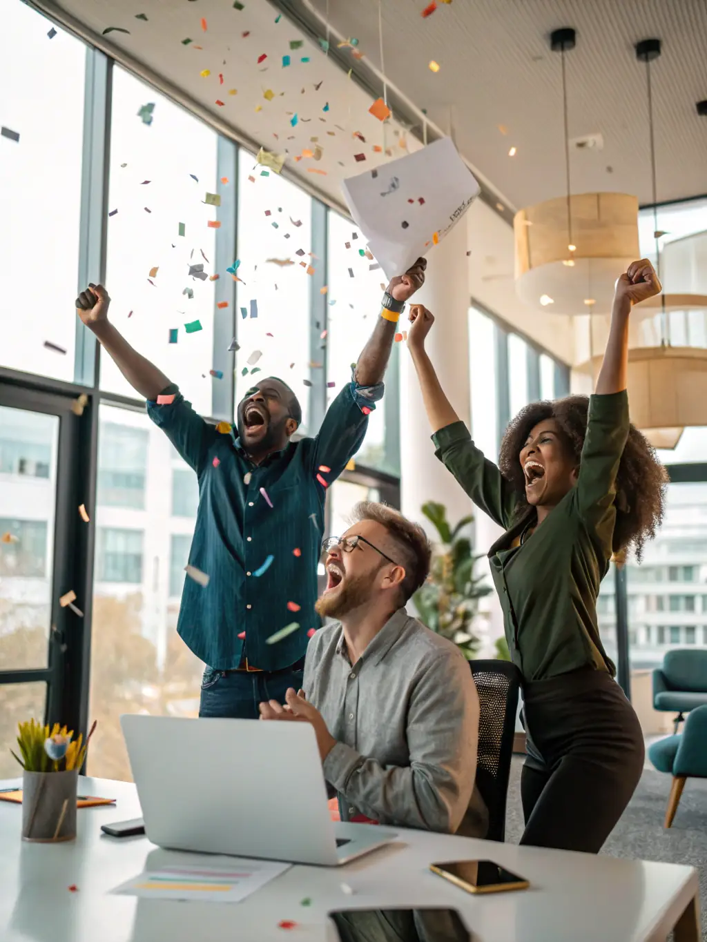 An Indian entrepreneur celebrating a business milestone with their team, showcasing the positive outcomes of coaching and strategic planning.