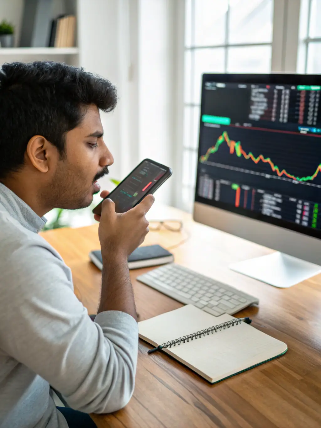 An Indian entrepreneur participating in a coaching session via video call, actively engaged in a discussion with the coach, showcasing personalized guidance.